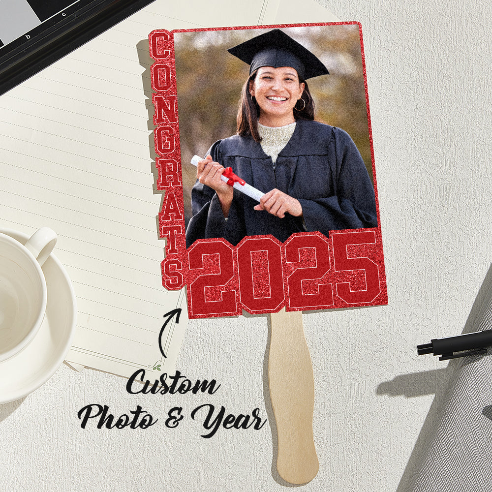 Personalized Graduation Handheld Photo Fan Graduation Party Gift for Class of 2025 Graduates