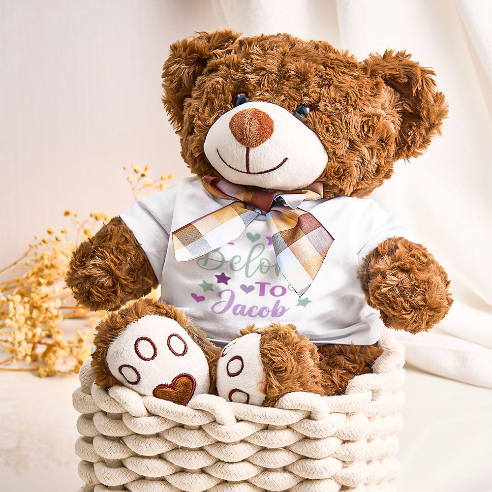 Personalized Bear Plush Stuffed Toy Gift for Baby Shower