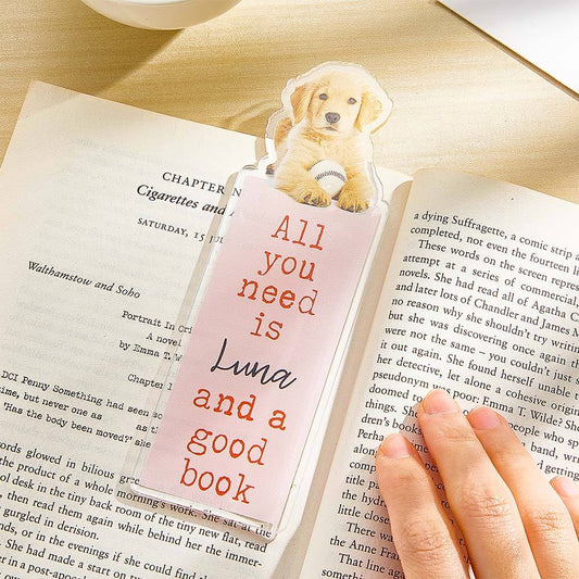 Personalized Acrylic Bookmark with Pet Photo Name Gift for Cat Dog Owner Book Lovers