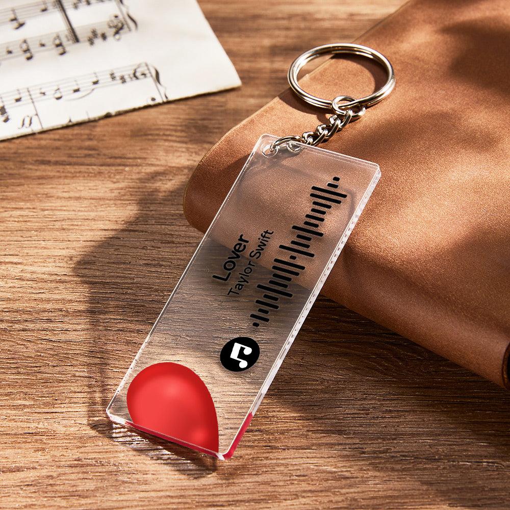 Scannable Custom Music Code Keychain Acrylic Music Plaque Heart Keychain Romantic Couple Gifts