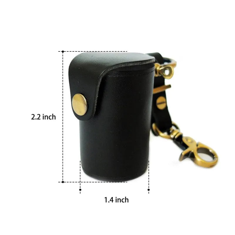 Black Digital Camera Accessories Camera PU Leather Film Bottle Case Film Storage Holster Key Chain