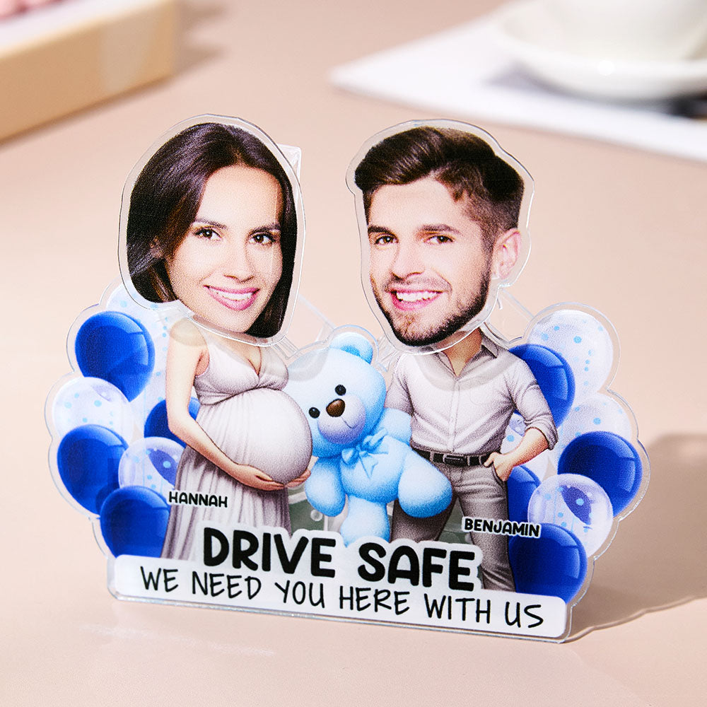 Personalized Face Drive Safe Couple Shaking Head Standee Gift for Couple