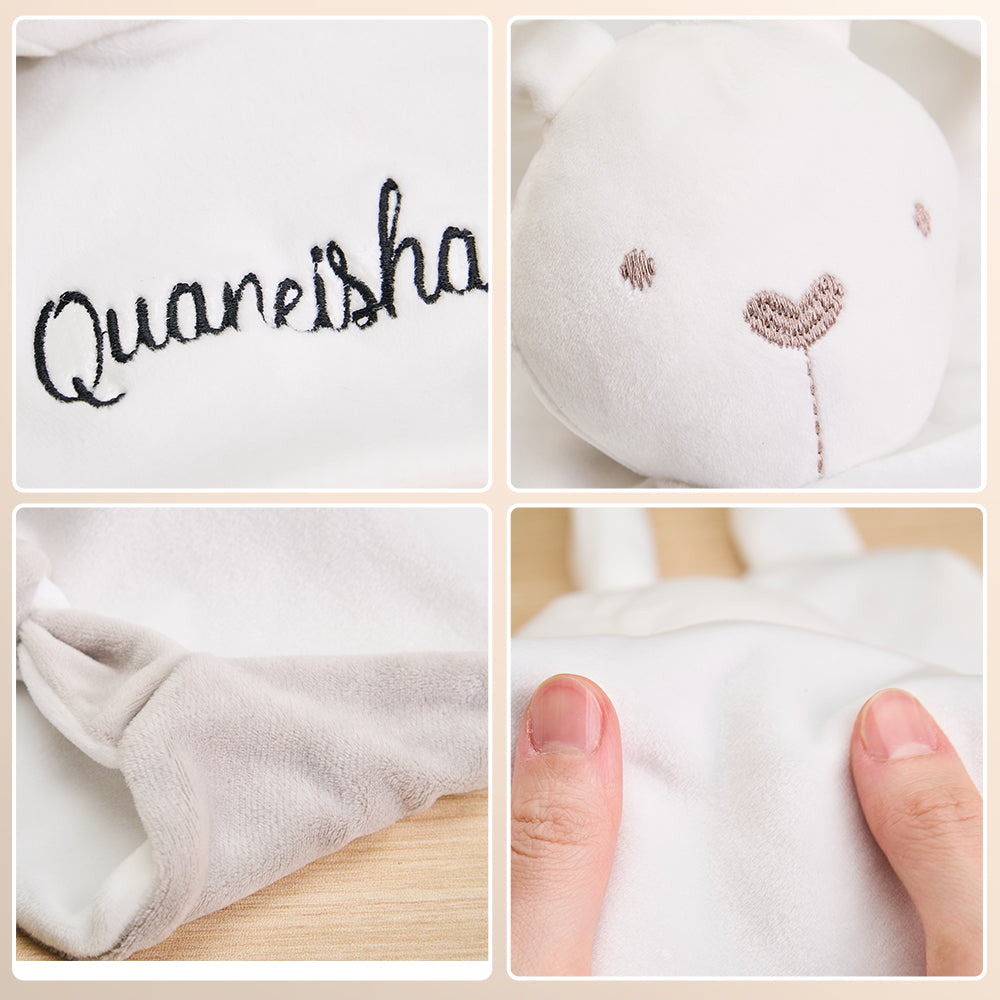 Personalized Soothe Towel Bibs Soft Sleeping Rabbit Elephant with Embroidered Name Gift for Baby