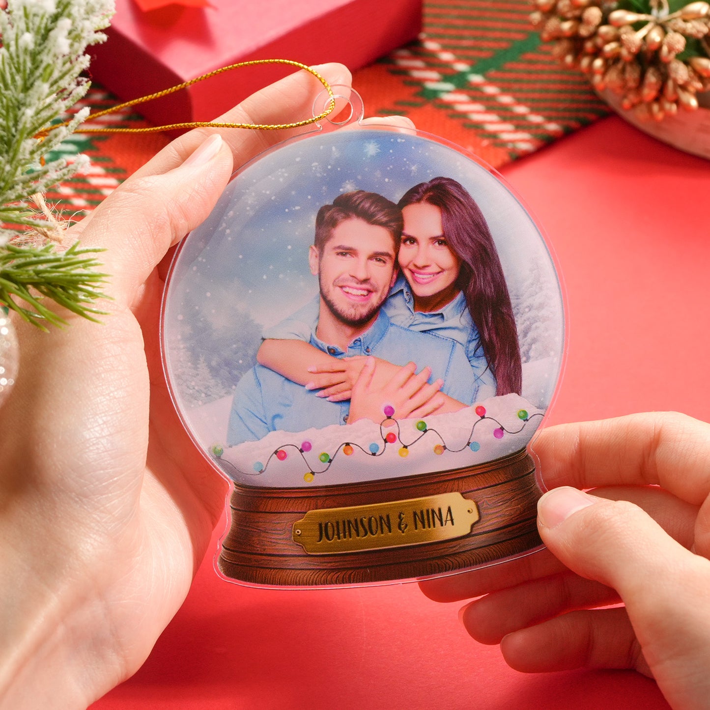 Custom Photo Text Acrylic Crystal Ball Shaped Ornament – Perfect Christmas Gift