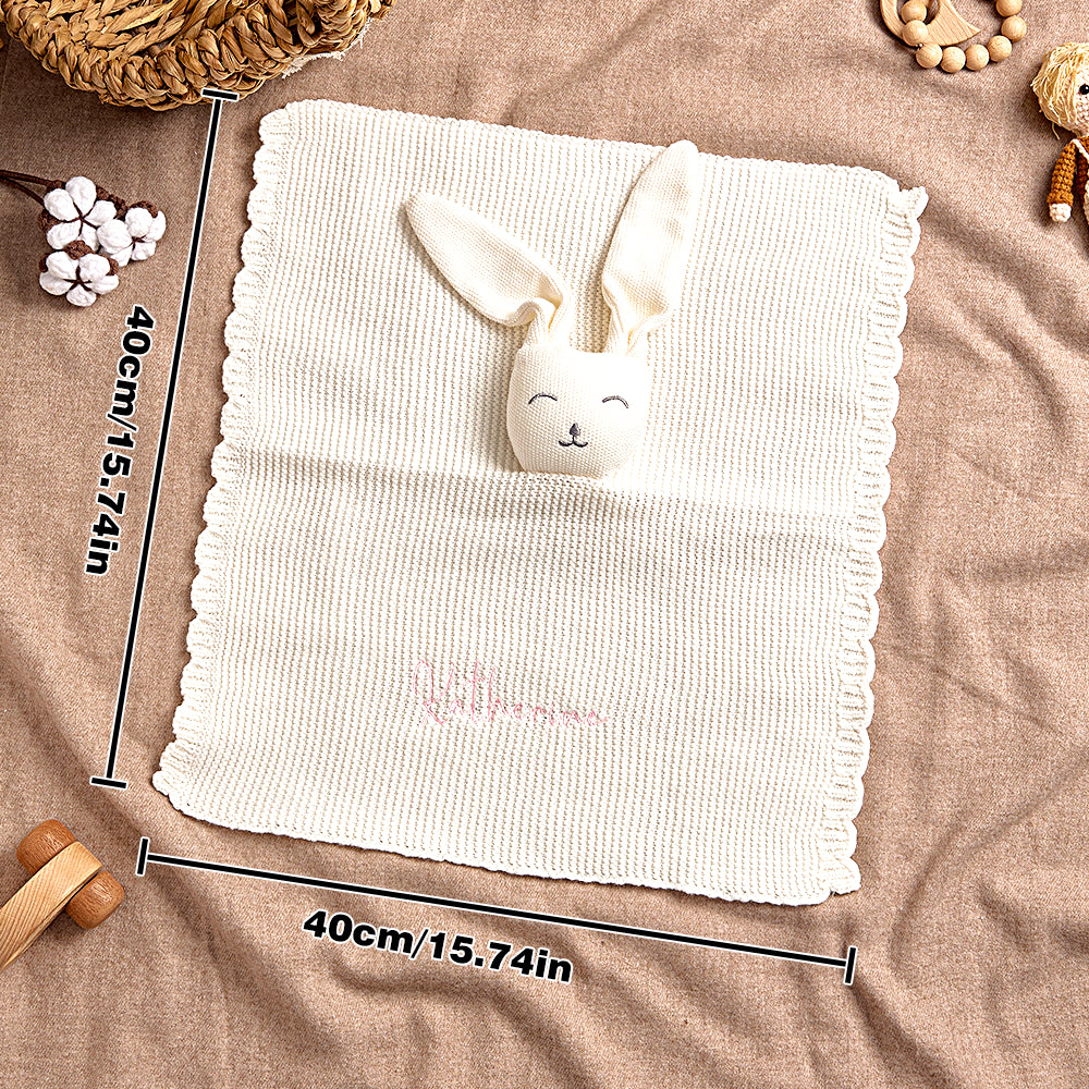 Personalized Baby Soothing Towel Soft Sleeping Bunny Towel with Embroidered Name Gift for Baby