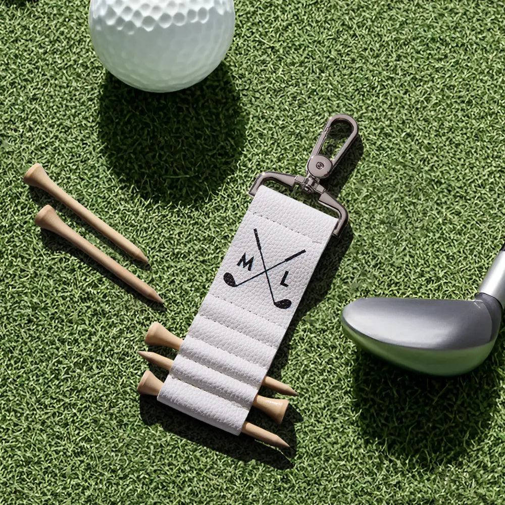 Personalized Initial Golf Bag Tag Tee Holder with 5 Tees Golf Accessory Gift for Golf Lover