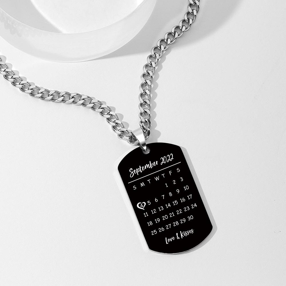 Custom Engraved Necklace With Photo And Calendar