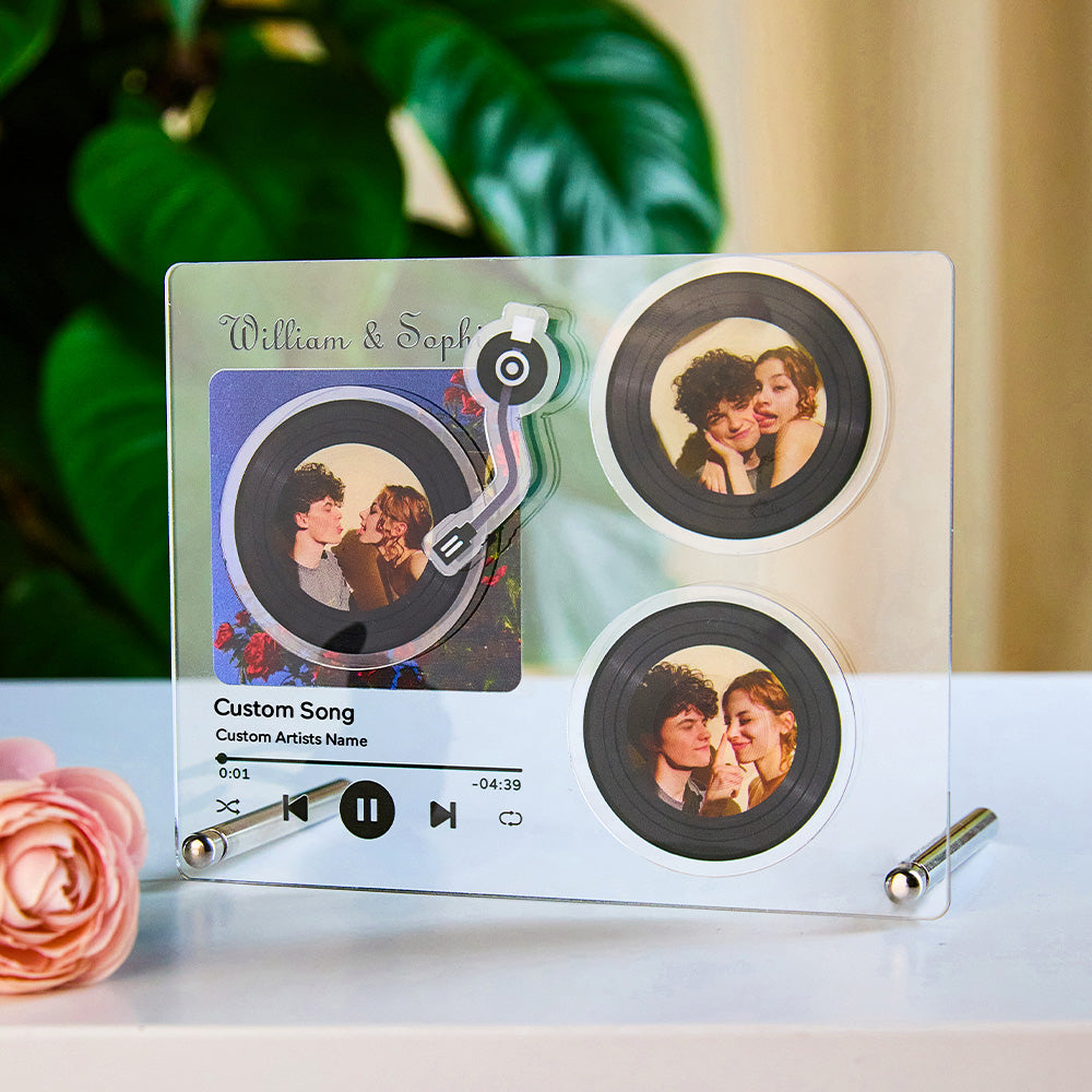 Personalized Rotatable Photo Vinyl Record Tap to Play NFC Music Record Plaque Gift for Lover