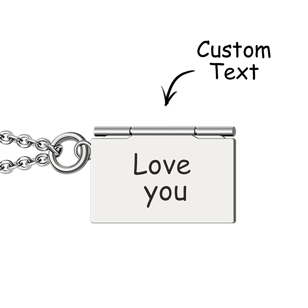 Personalized Envelope Locket Necklace Custom Engraved Photo Necklace