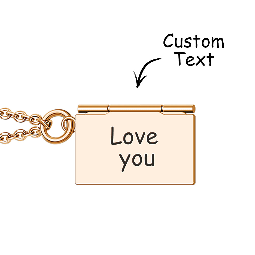 Personalized Envelope Locket Necklace Custom Engraved Photo Necklace