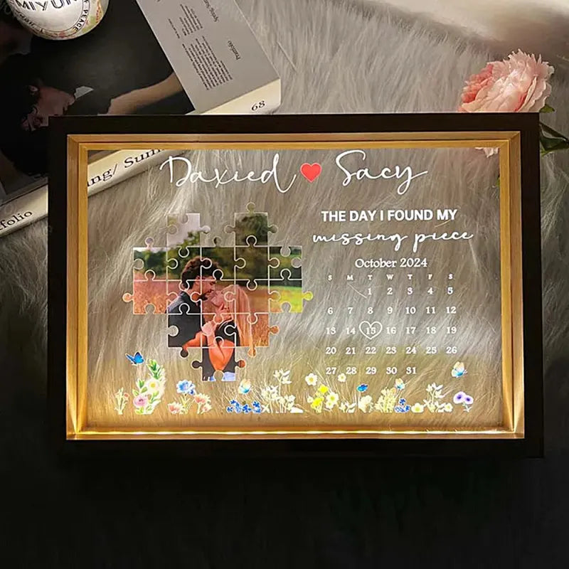 The Day I Found My Missing Piece Light Frame Personalized Gift Valentine's Day Gifts