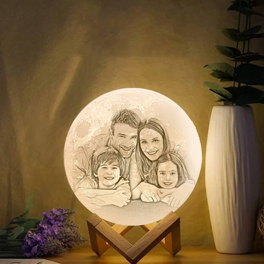 Custom 3D Printed Photo Lunar Light Moon Lamp - Perfect Christmas Gift for Family