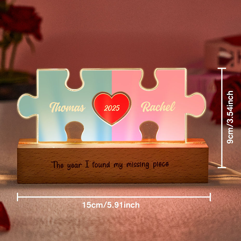 Personalized Couple Name Puzzle LED Night Light Gifts for Lover