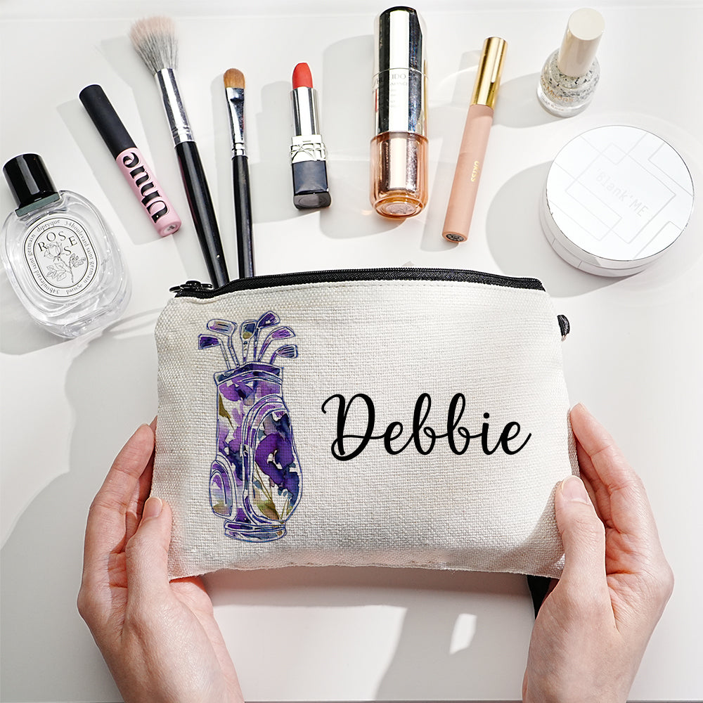 Custom Name Golf Bag Design Canvas Makeup Bag - Personalized and Stylish