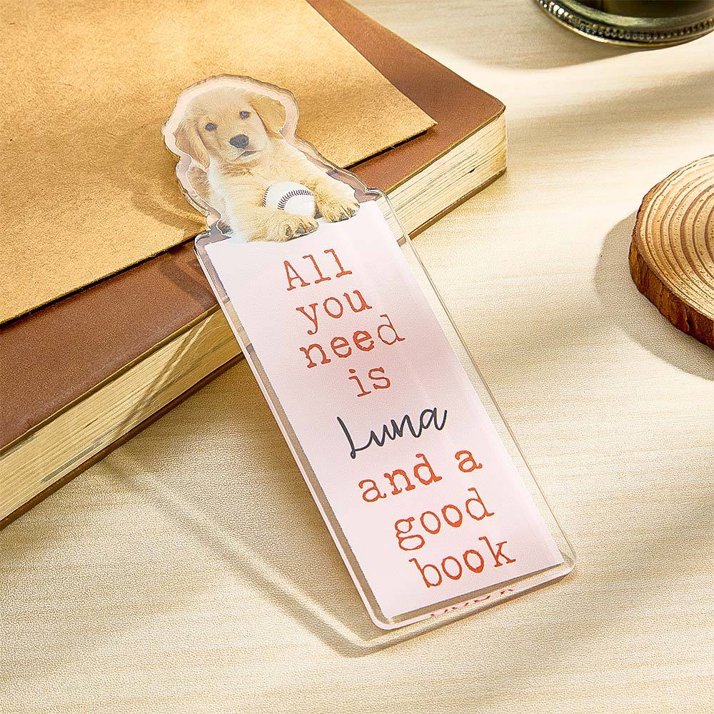 Personalized Acrylic Bookmark with Pet Photo Name Gift for Cat Dog Owner Book Lovers