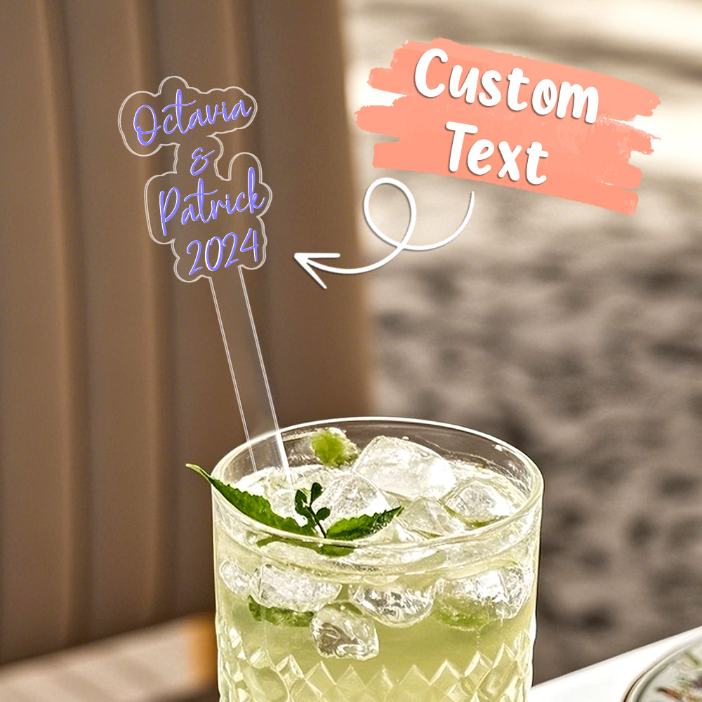 Personalized Stirring Stick with Text Acrylic Drink Cocktail Tag Wedding Birthday Party Essentials