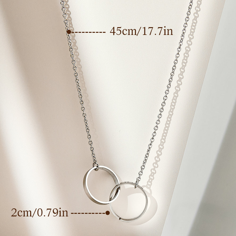 Personalized Double Ring Necklace with Engraved Name Wedding Gift for Bride