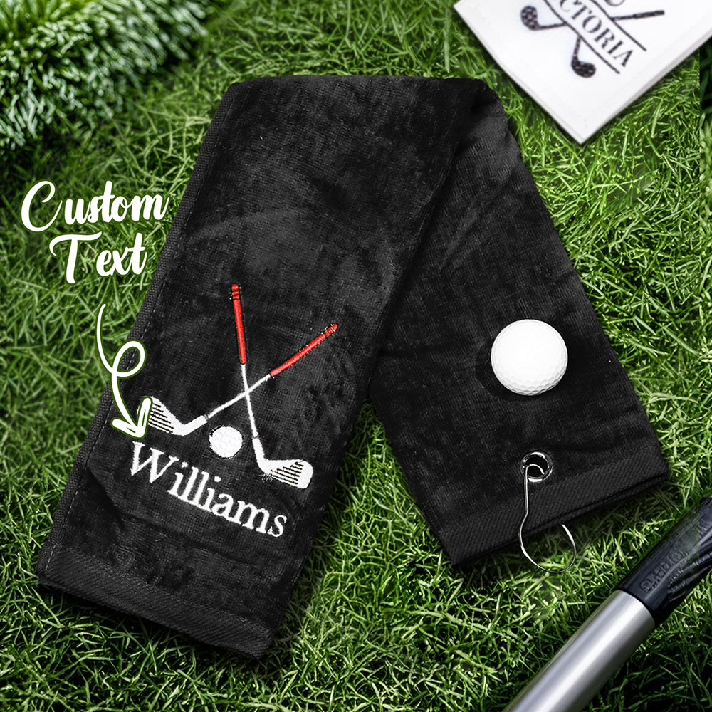 Personalized Embroidered Name Golf Towel with Clip Golf Accessories Gift for Men Women Golf Lovers