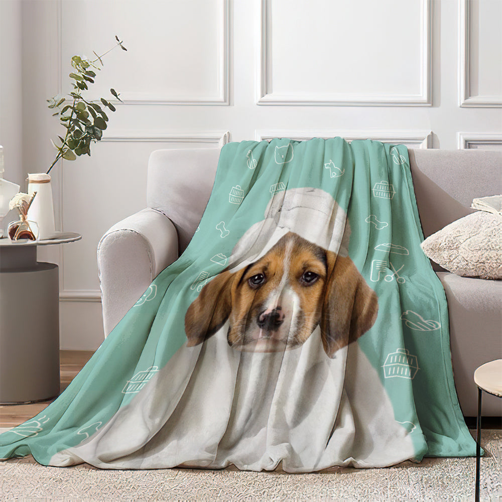 Custom Pet Blanket with Picture Personalized Dog Pet Human in Bathrobe Funny Blanket