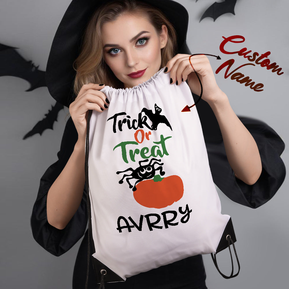 Custom Engraved Halloween-Themed Drawstring Bags for Trick-or-Treating and Festive Fun