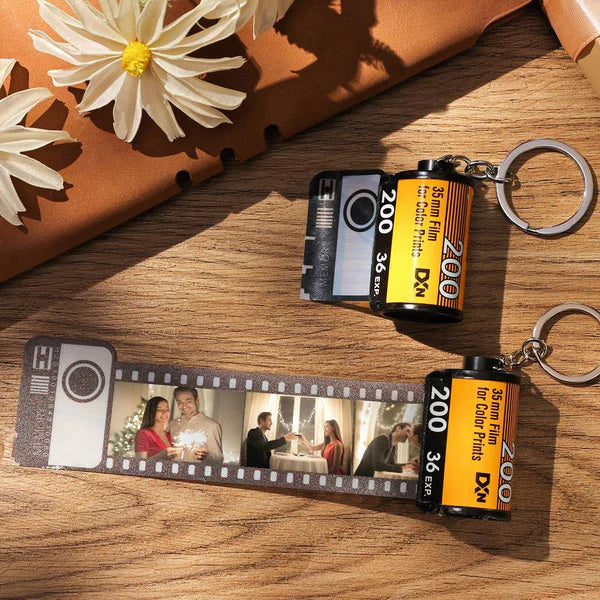 Custom Camera Roll Keychain For Lovers Personalized Multiphoto Keychain Degradable Material Film Roll Keychain