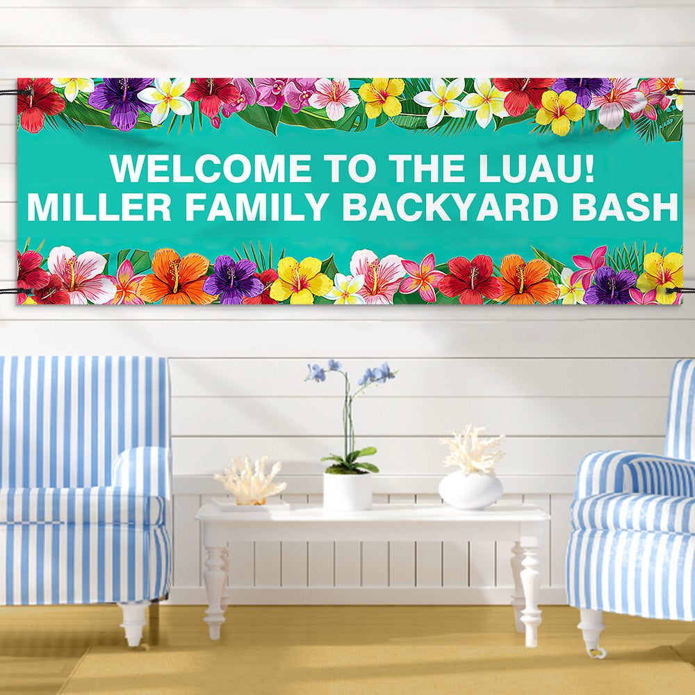 Custom Hawaiian Aloha Party Decoration Summer Beach Backdrop Party Banner