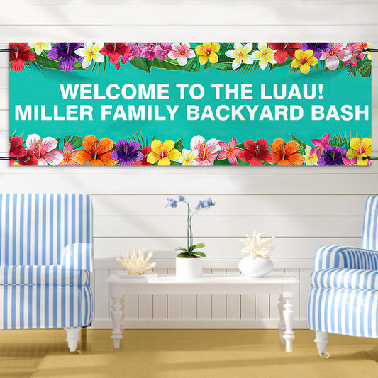 Custom Hawaiian Aloha Party Decoration Summer Beach Backdrop Party Banner