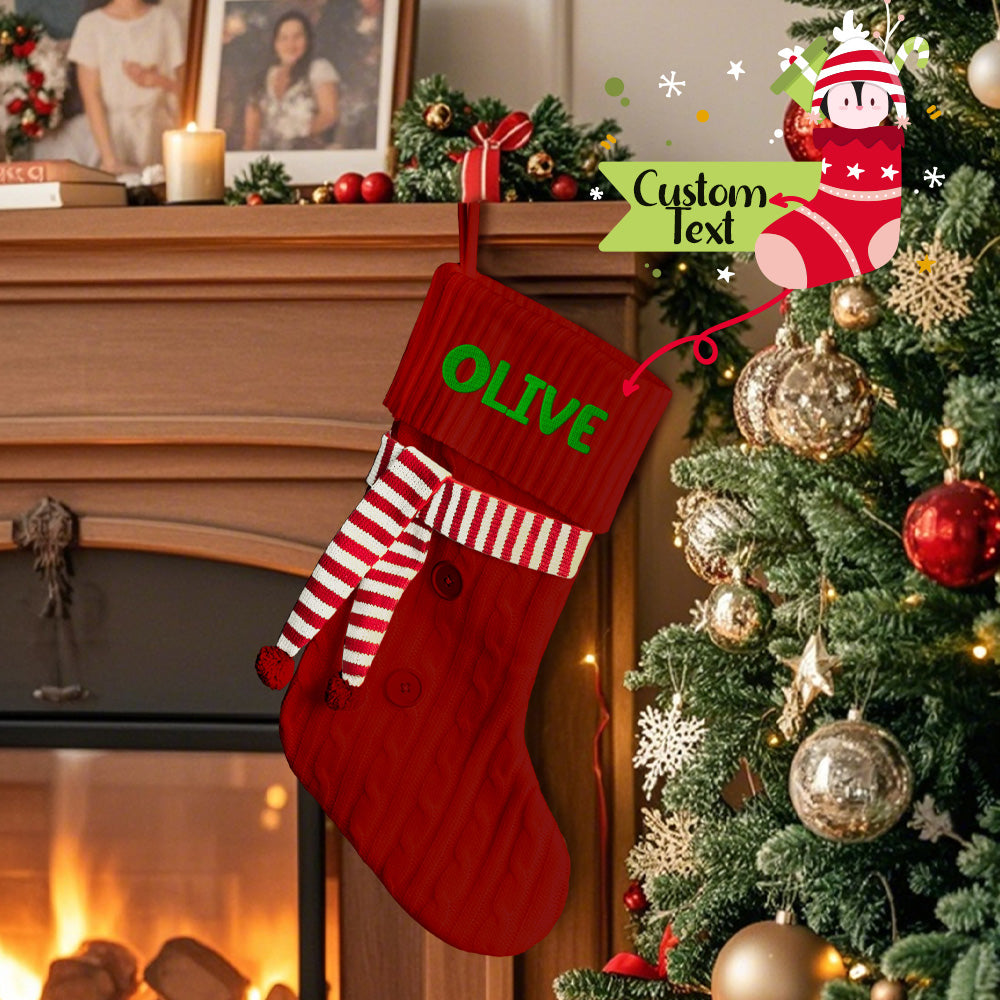 Personalized Christmas Scarve Stocking with Name Embroidery Christmas Stockings Gift for Family