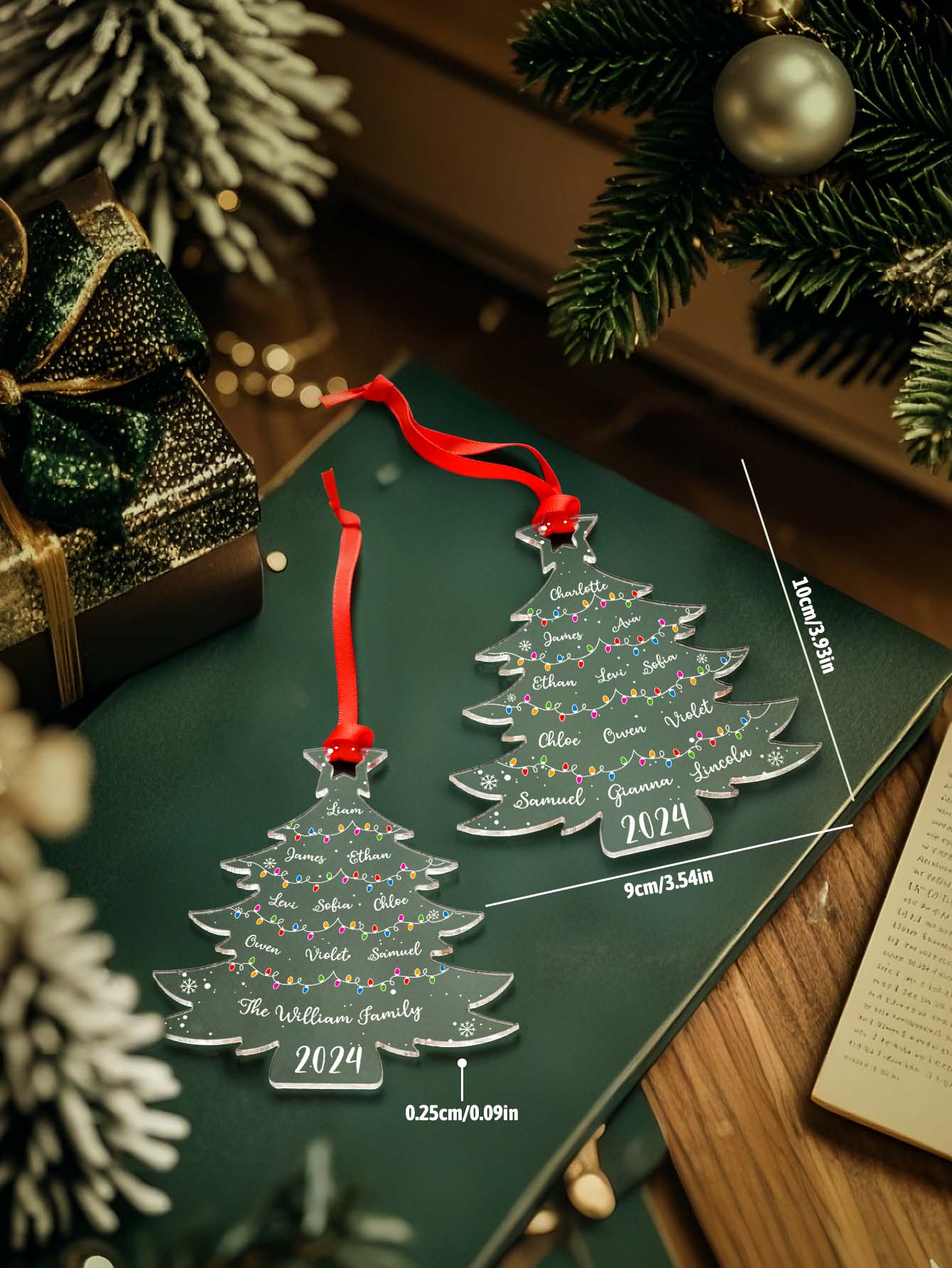 Personalized Christmas Tree Ornament with Family Names Acrylic Ornament for Christmas Gifts