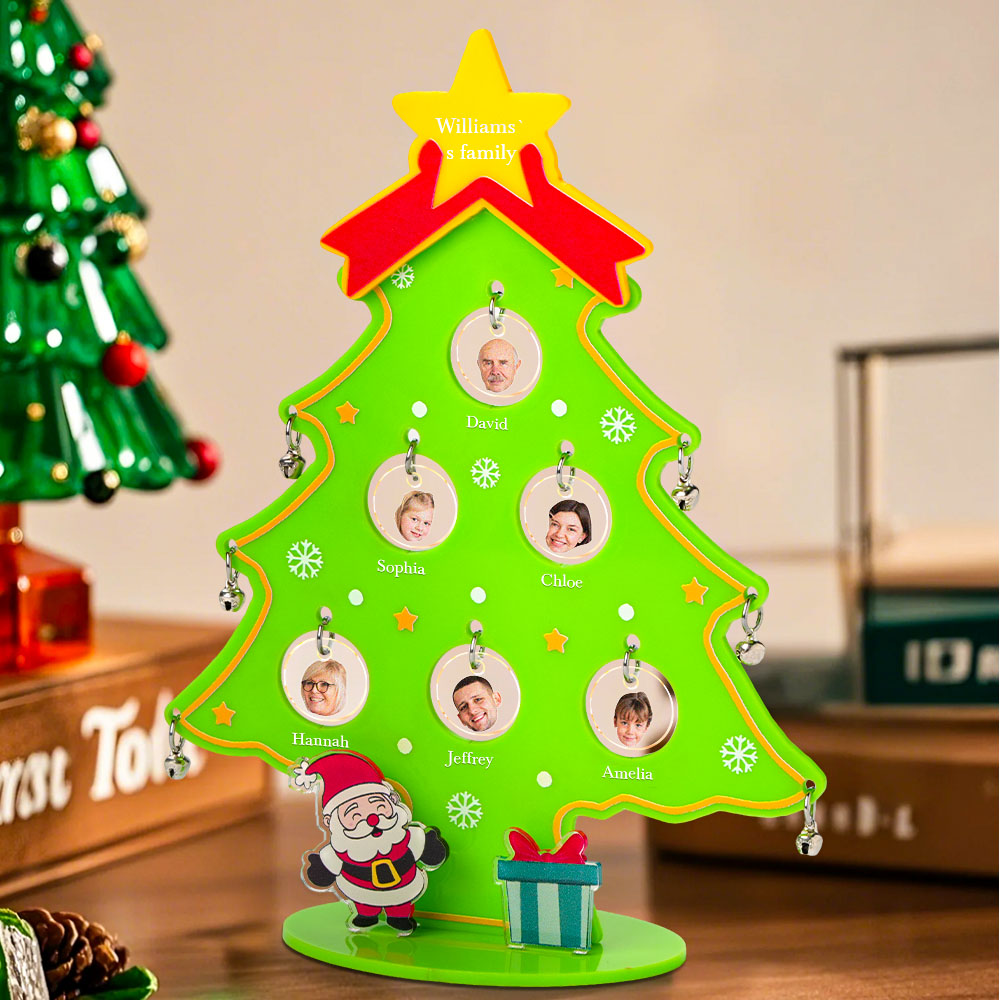 Personalized Photo Christmas Tree Ornament with Family Name Decoration for Christmas Gift