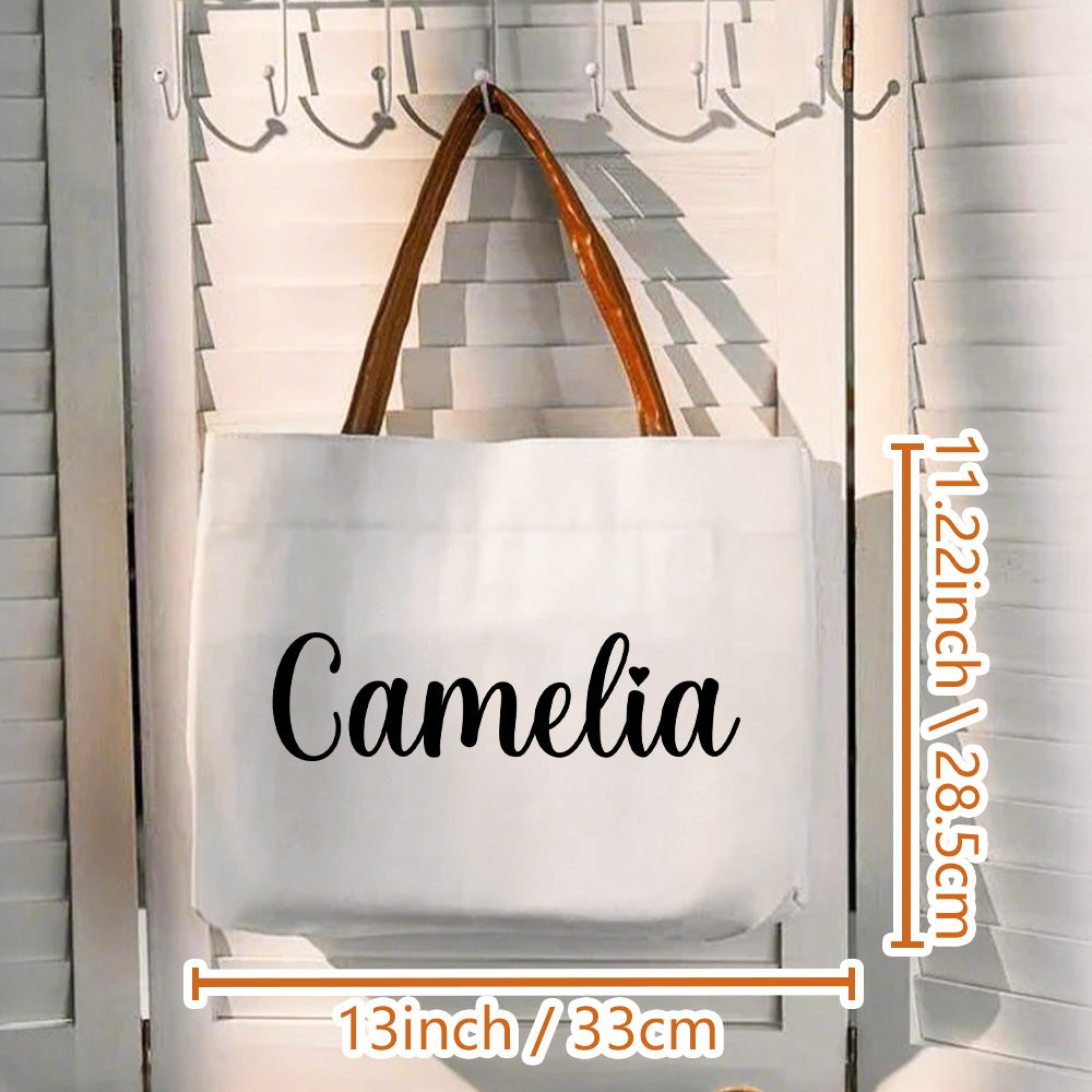 Personalized Name Canvas Tote Bag with Magnetic Buckle Tote Bag Gift for Her