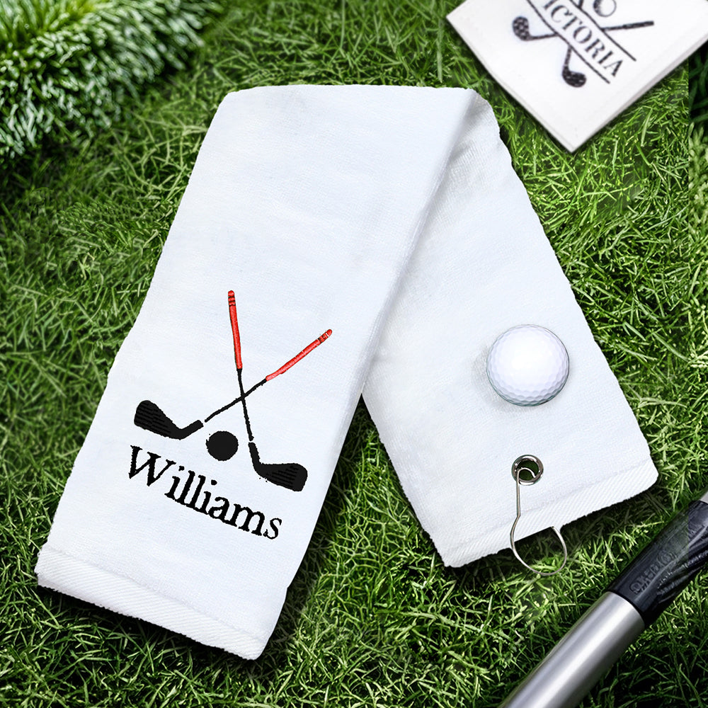 Personalized Embroidered Name Golf Towel with Clip Golf Accessories Gift for Men Women Golf Lovers