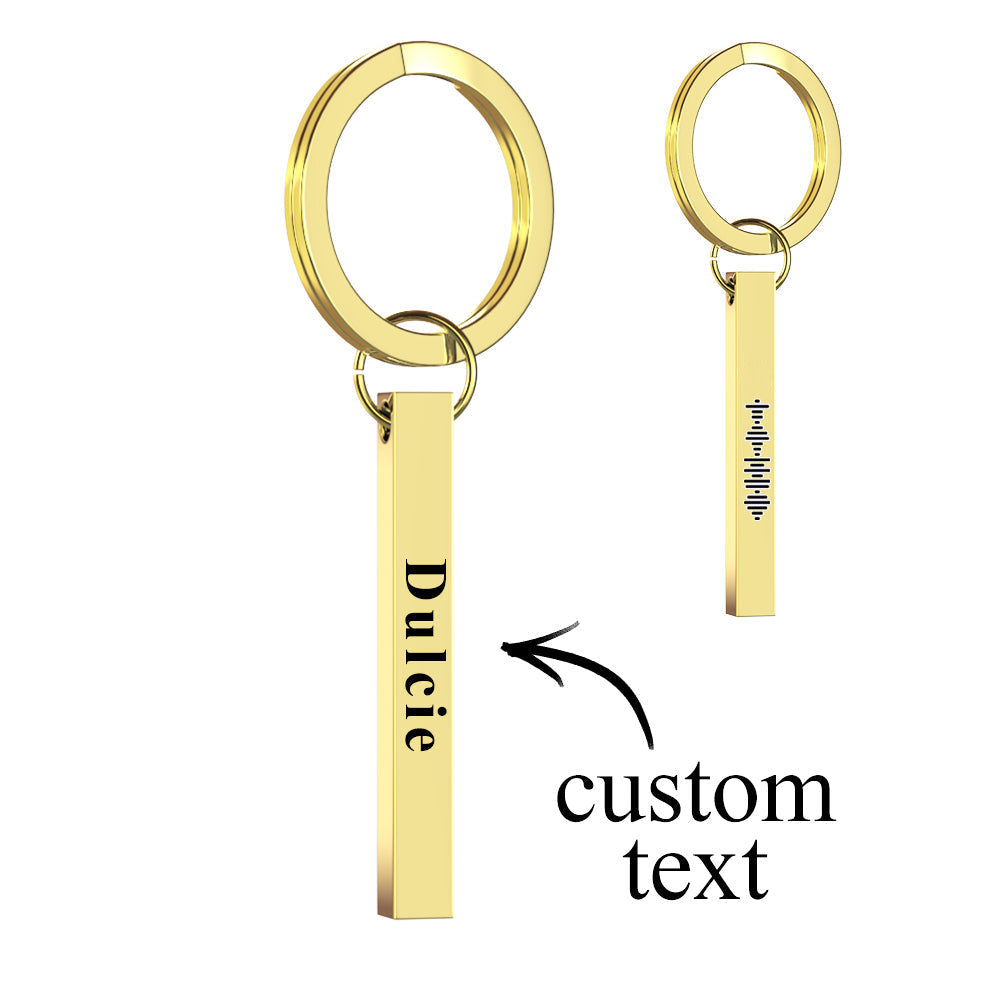 Personalized 3D Bar Keychain Engraved Music Code Key Chain