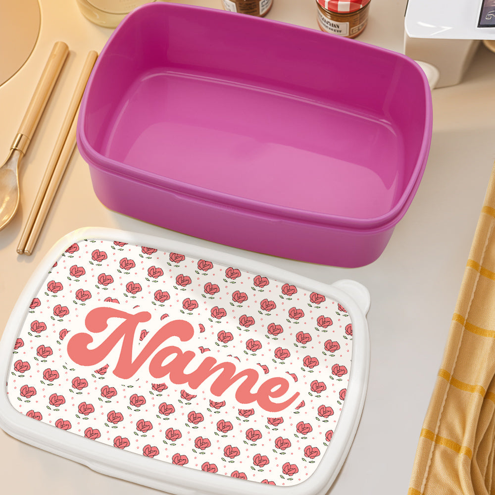 Personalized Name Lunch Box Cute Flowers Print Lunch Box Birthday Gift for Kids