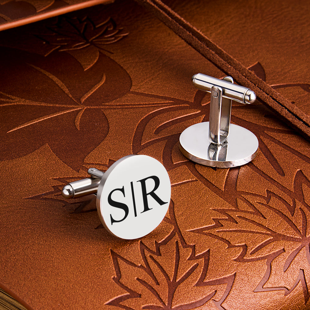 Personalized Engraved Tie Clip and Cufflinks Set with Wooden Box Wedding Gift for Men Groomsmen