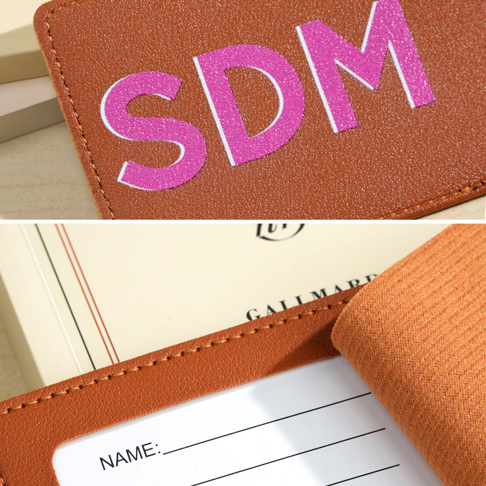 Personalized Shadow Monogram Passport Holder Luggage Tag Set Bridal Party Gift Travel Accessories