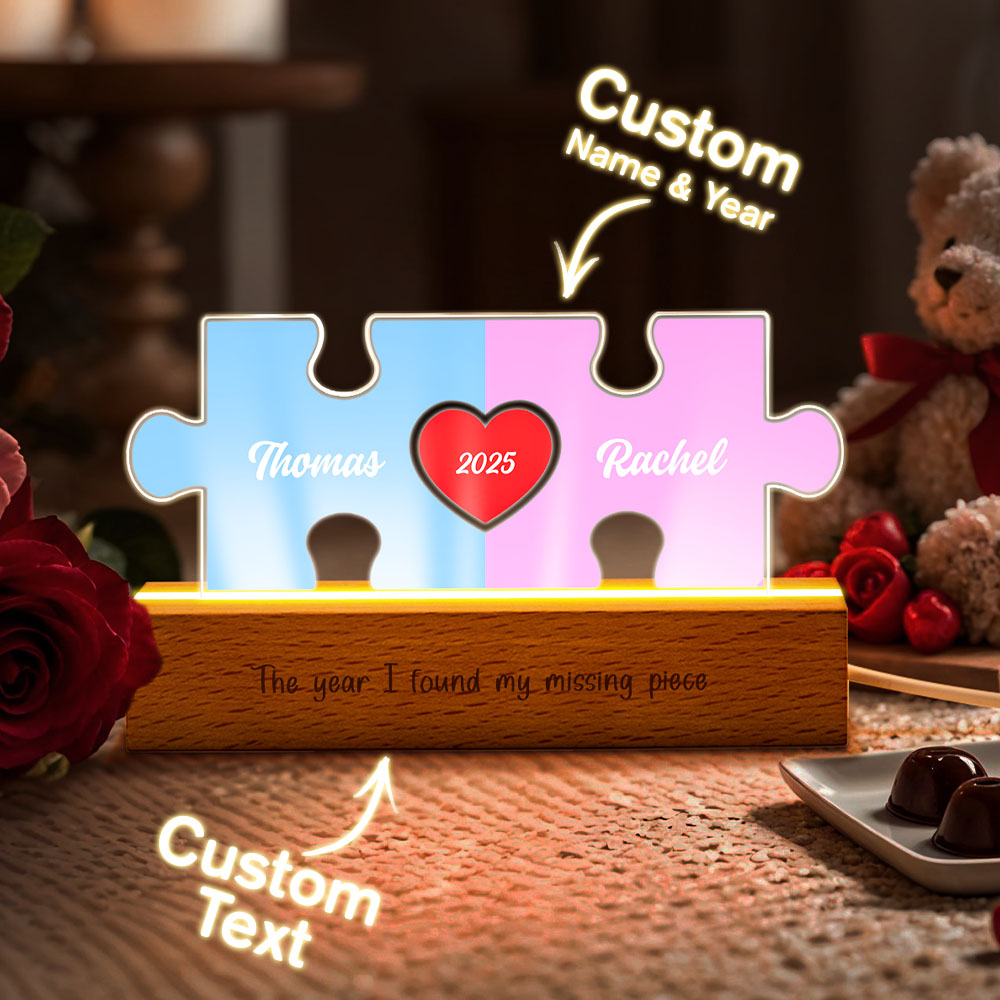 Personalized Couple Name Puzzle LED Night Light Gifts for Lover