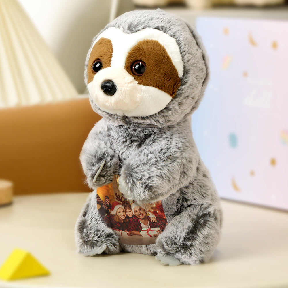 Personalized Sloth Plush Stuffed Toy with Photo Gift for Kids