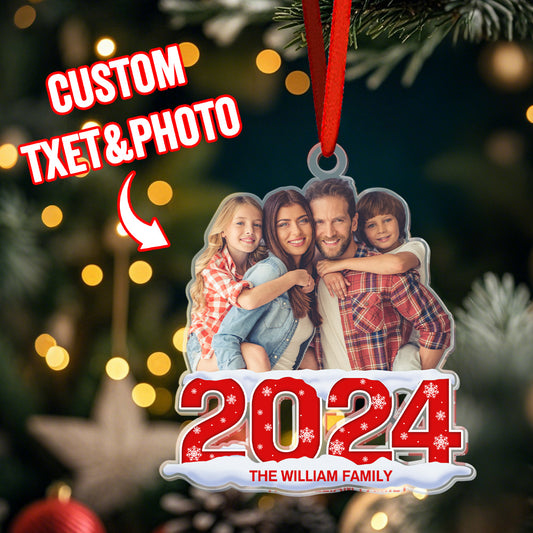 Custom Photo Christmas Ornament 2024 Acrylic Ornament Christmas Gift for Family or Friend