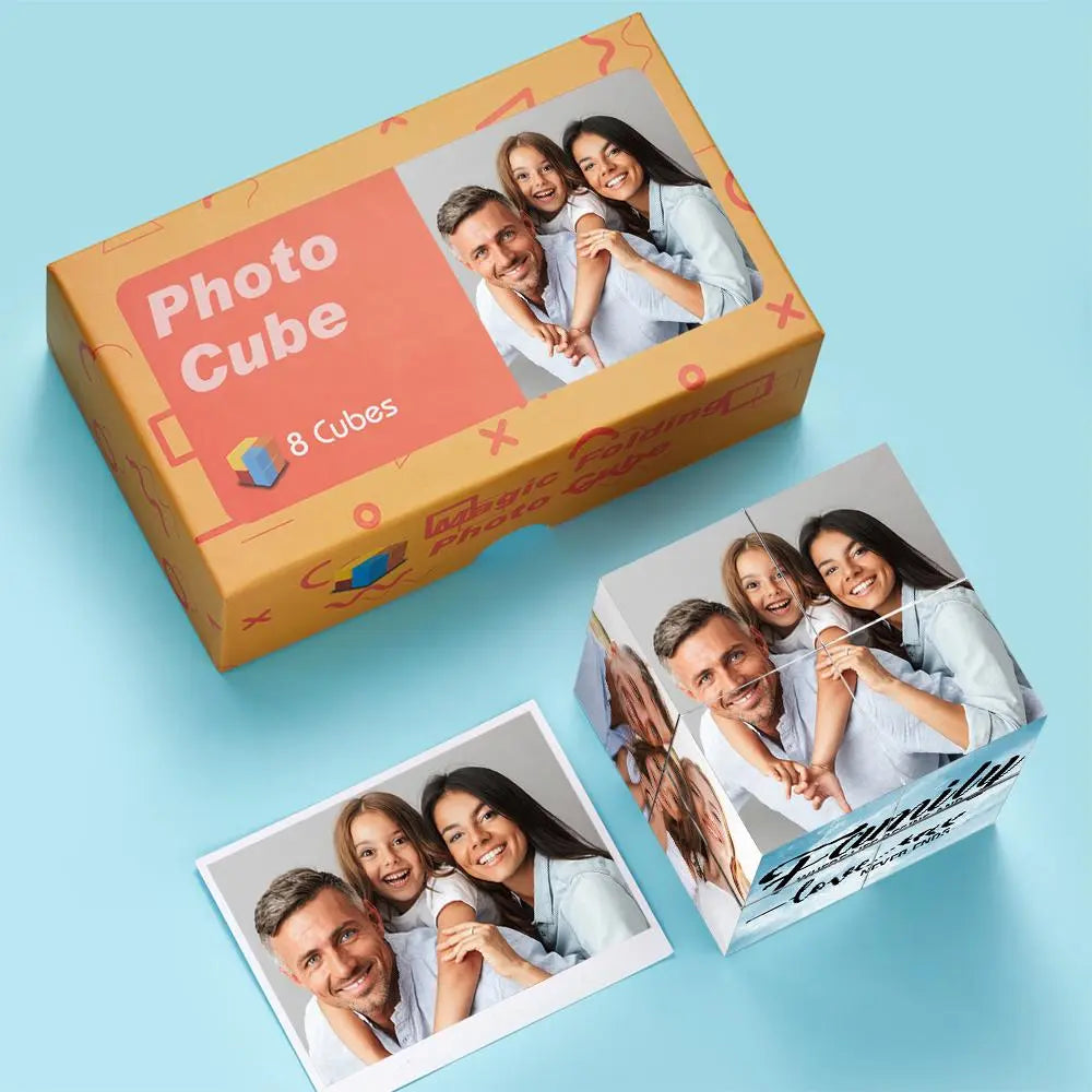 Custom Photo Cube Photo Frame Multiphoto Gifts For Family Together We Make A Family Magic Cube