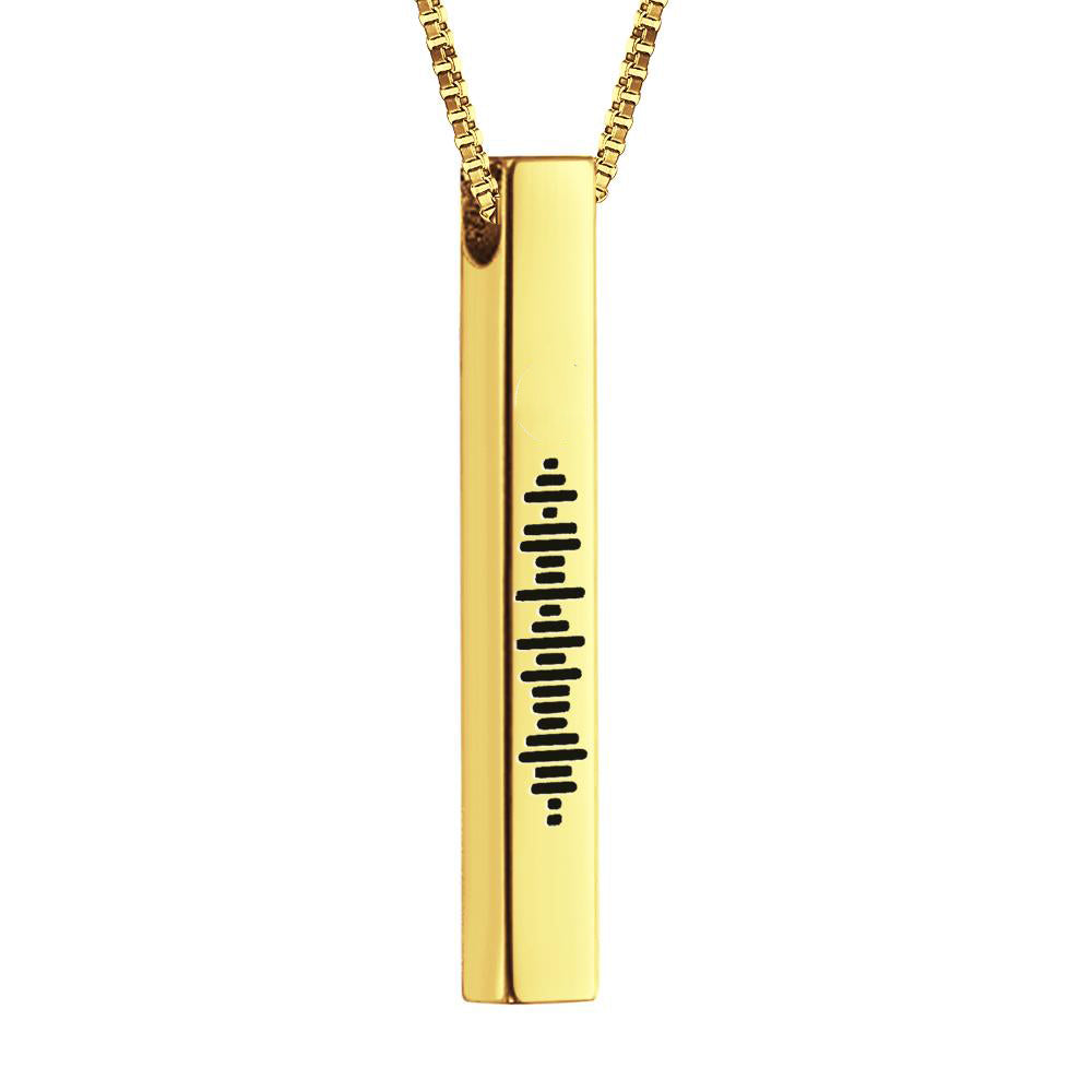 Custom Engraved Stainless Steel Scannable Music 3D Vertical Bar Necklace