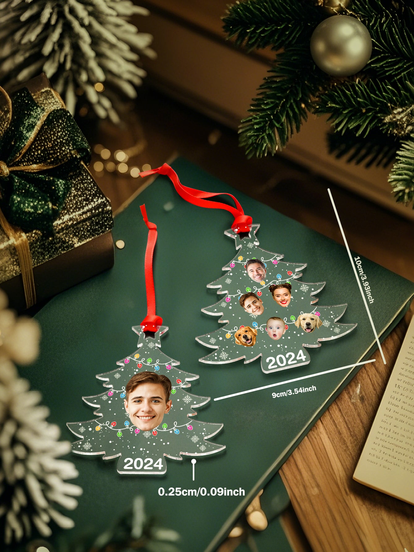 Personalized Photo Christmas Tree Family Ornament Funny Christmas Ornament Gift for Family