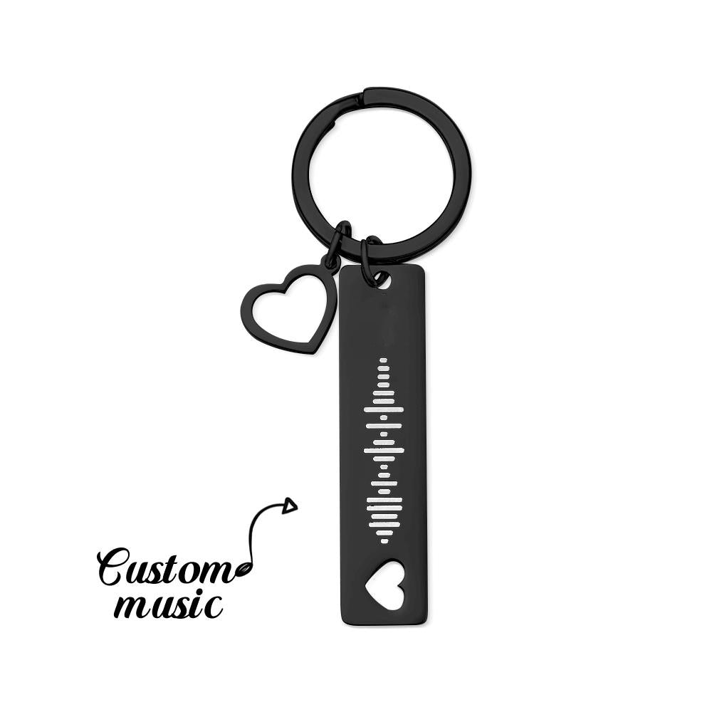 Personalized Scannable Music Code Keychain with Heart Pendant