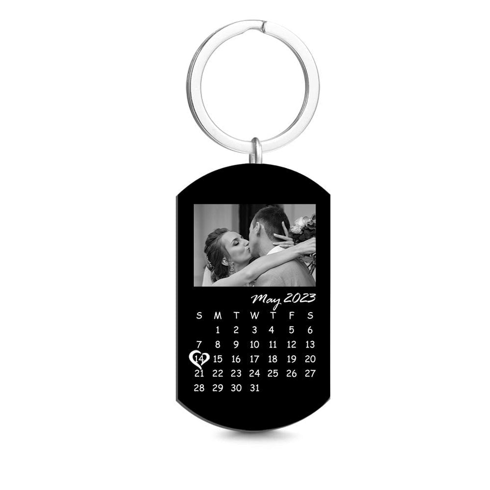 Weeding Gifts Custom Black Filter Photo Calendar Keychain Unique Design Gift For Loved Ones On Anniversary