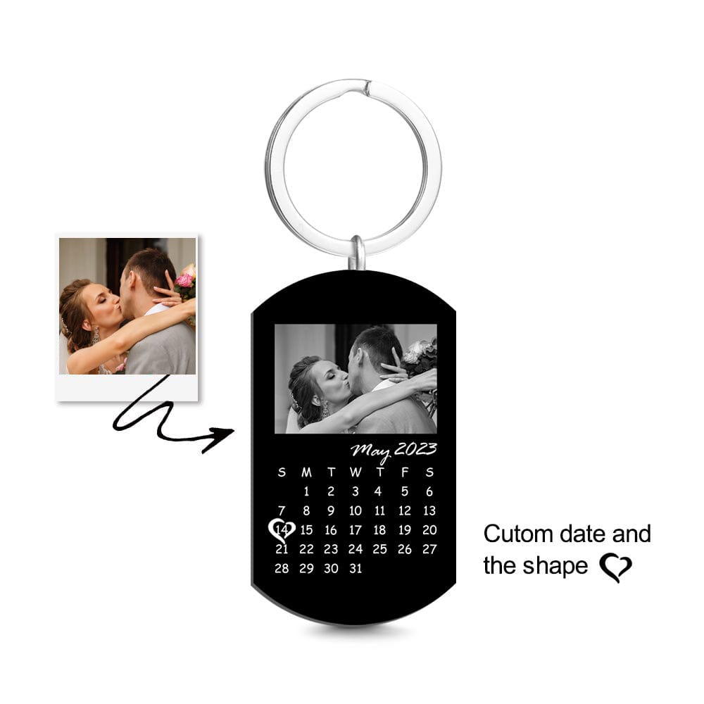 Weeding Gifts Custom Black Filter Photo Calendar Keychain Unique Design Gift For Loved Ones On Anniversary