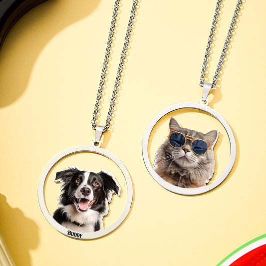 Personalized Pet Photo Necklace Gift for Pet Lover