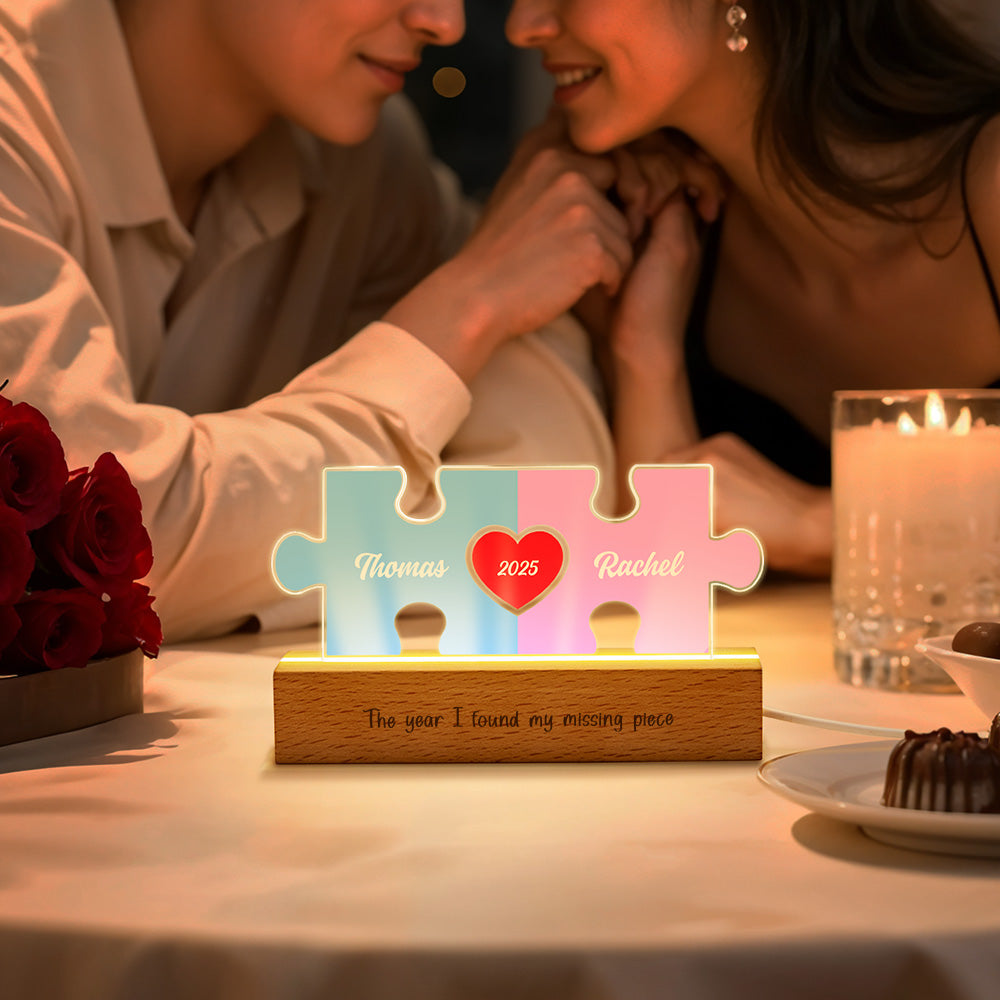 Personalized Couple Name Puzzle LED Night Light Gifts for Lover