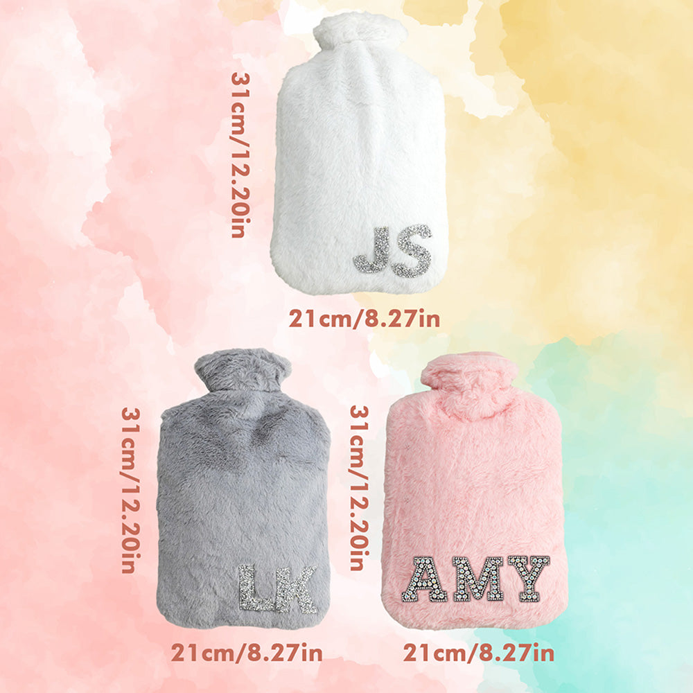 Personalized Hot Water Bottle with Initial Hot Compress and Cold Therapy Hot Water Bag for Winter Gifts