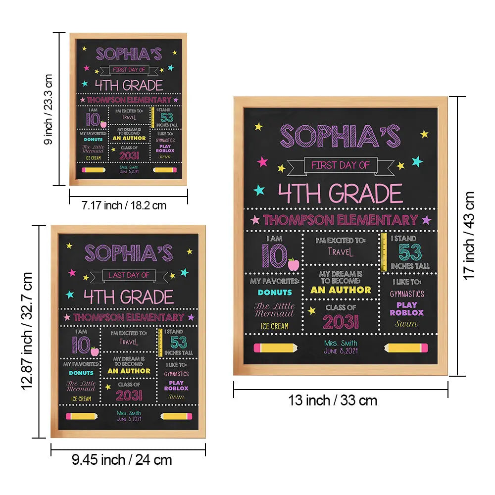 Personalized Back to School Sign First Day of School Sign Gift