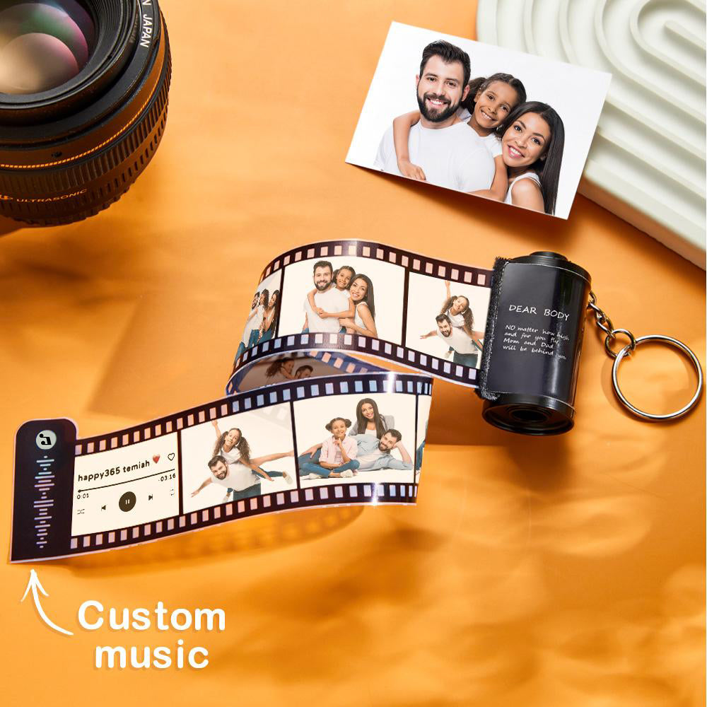 Custom Photo Film Roll Keychain Scannable Music Code Creative Couple Gifts